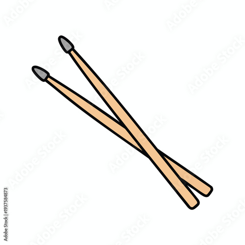 Pair of wooden drumsticks on white background