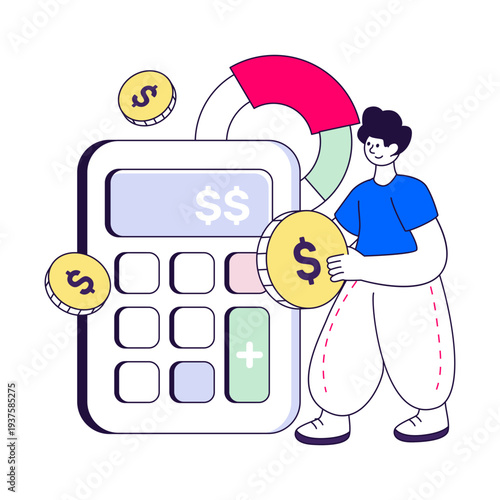 Trendy vector design of financial calculation