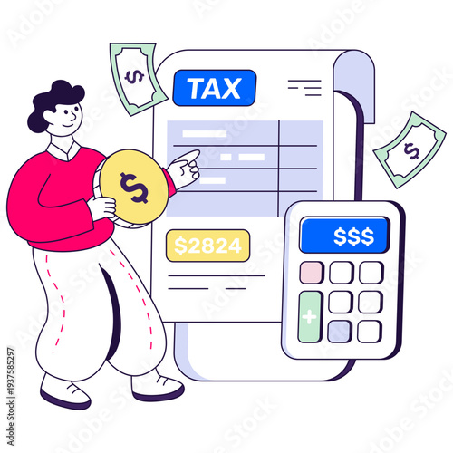Creative design illustration of tax calculation 