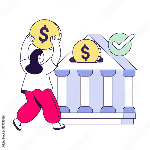 A flat design illustration of bank deposit 