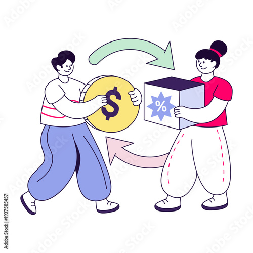 Принти на полотні Modern design illustration of reciprocity exchange