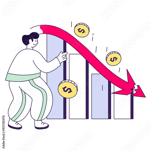A colored design illustration of financial loss