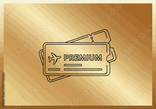 Golden Ticket Emblem Icon Airplane Premium Service Travel Luxury Journey Flight Access Boarding Pass VIP Experience Elegant Symbol