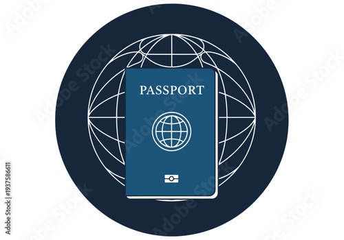 International Travel Document Concept With Globe And Passport Emblem For Global Journeys And Document Identification In Modern Style