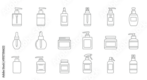 Cosmetic Bottles Collection: Various Containers for Skincare and Beauty Products