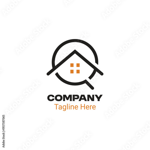 Letter Q Home Logo Design Illustration. Suitable for Real Estate Branding.