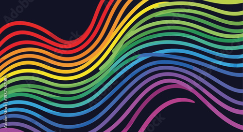 Vibrant Rainbow Waves on Dark Background - Abstract Colorful Flowing Lines