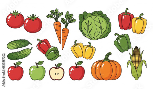 Farm Harvest Vegetables Basket Collection Organic Agriculture Produce Vector Illustration