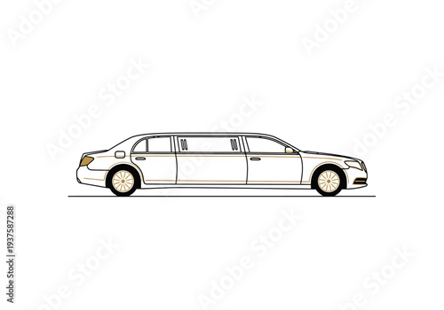 Extended Luxury Sedan Vehicle Isolated On White Background Elegant Transportation Service Business Concept