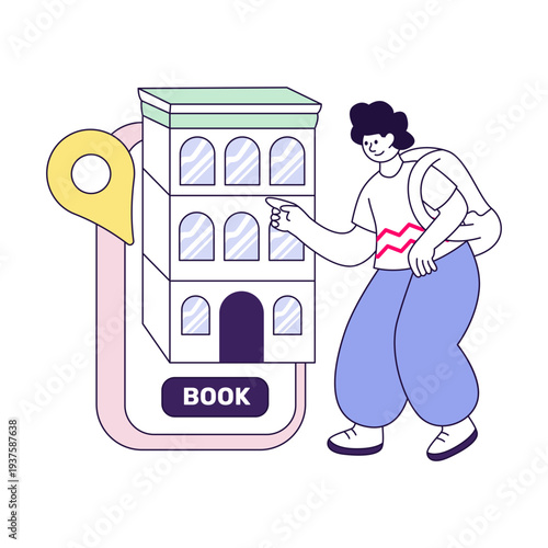 An illustration design of mobile hotel booking 