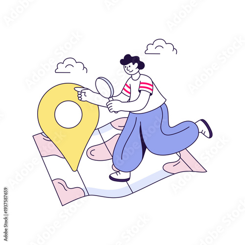 Creative design illustration of explore the map