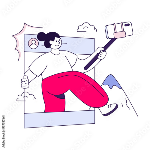 Vector design of taking selfie isolated on white background 