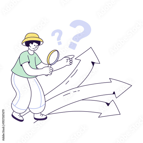 Modern design illustration of direction selection confusion 