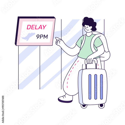 Modern design illustration of flight delay 