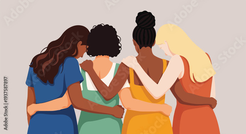 Embracing Unity A Diverse Group of Women Sharing a Moment of Connection and Support