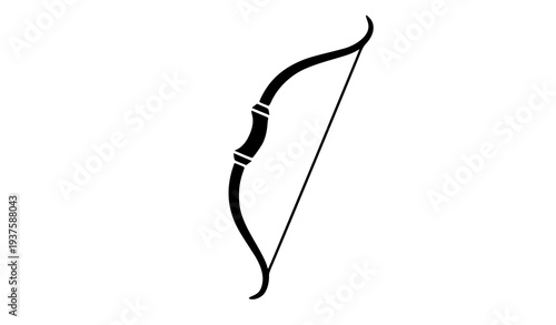 A minimalist vector graphic of a bow and arrow icon