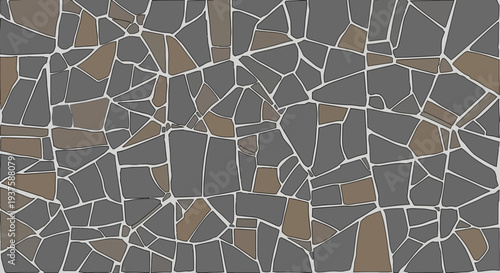 Abstract Mosaic Pattern: Irregular Stone Tiles with Gray and Brown Tones