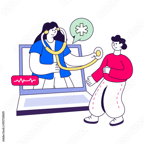 A unique design illustration of online checkup 