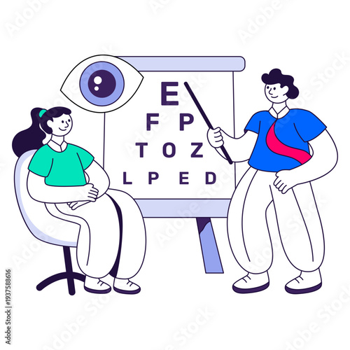 Modern design illustration of eye test
