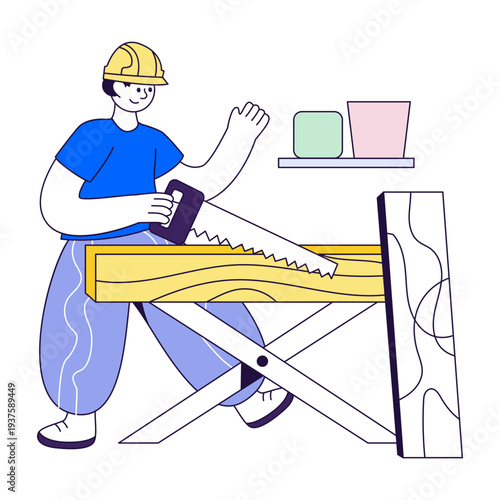 A unique design illustration of carpenter 