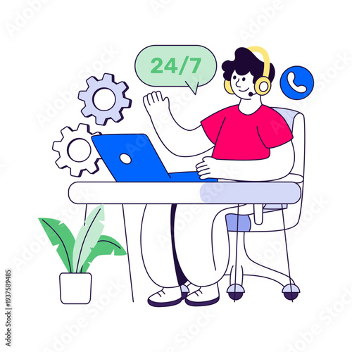 A colored design illustration of customer service representative 