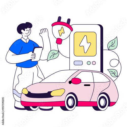 An illustration design of electric car 