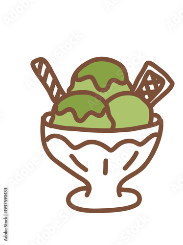 Soft Serve Matcha Green Tea Ice Cream Illustration
