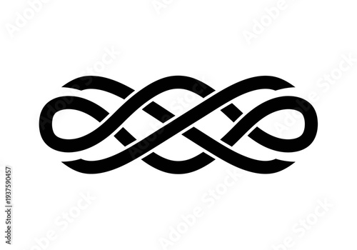 Canvas Print Bold Black Interlaced Celtic Knot Motif Showcasing Continuous Overlapping Curves