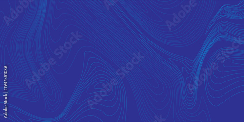 3D Sea Ocean Nautical Depth Topographic Topo Map Banner Background. Curvy Wavy Lines Vector Illustration. Hills, Rivers and Mountains. Geography Concept.