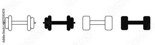Dumbbell icon set for fitness and bodybuilding.