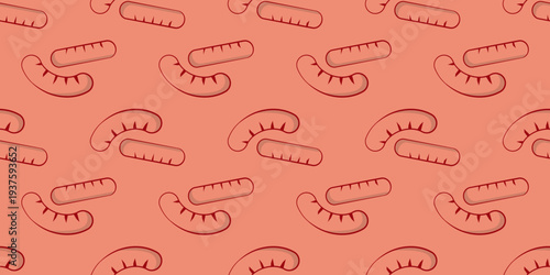 sausages seamless pattern. sausages background illustration. outlined style sausages seamless pattern. sausages seamless pattern vector illustration.