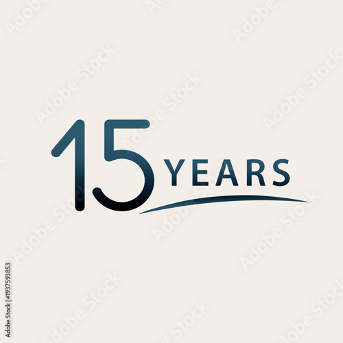 Modern minimalist blue symbol for a 15th birthday. Soft, simple. Light background. For events, celebrations, anniversaries, commemorations