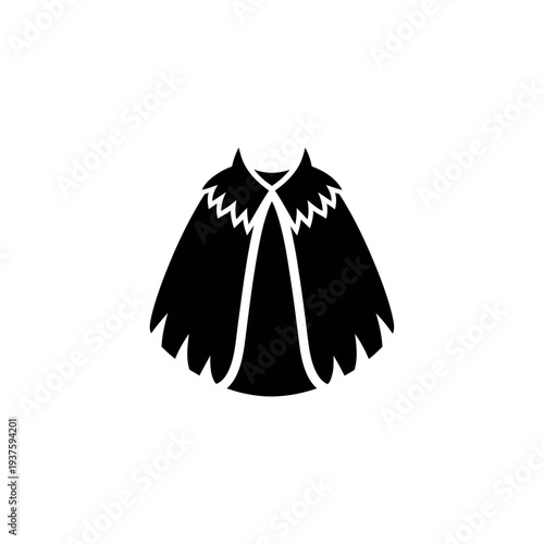 Black Cape with Fringed Collar and Hem.