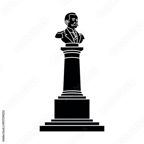 Bust of a historical figure on a pedestal.