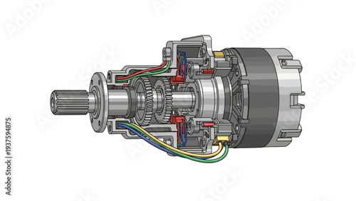 Explore the inner workings of machinery with this detailed cutaway view, perfect for engineering projects or educational materials about mechanics and design