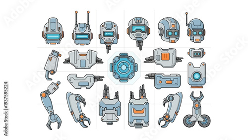 Create your own stunning robot with modular parts for games, UI designs, or educational projects perfect for futuristic themes and cool tech visuals