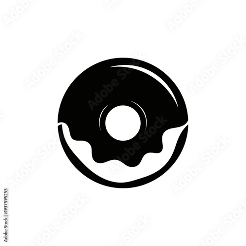 Simple black and white icon of a donut.