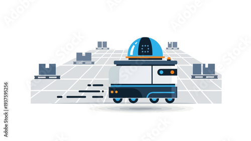 Automated guided vehicle navigates warehouse, optimizing supply chain logistics and enhancing efficiency, a modern solution for smart manufacturing