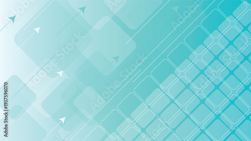 Modern teal geometric technology background with arrows lines and abstract squares design