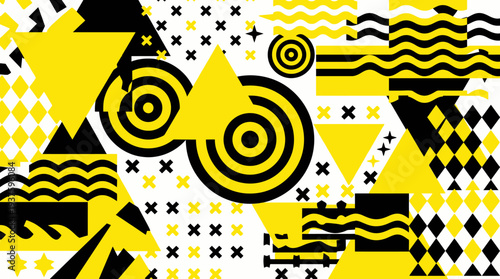 Vibrant Yellow and Black Geometric Pattern Design.