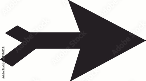 Black arrow icon pointing to the right with a distinctive shape.