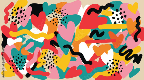 Vibrant Abstract Art with Colorful Shapes and Patterns.