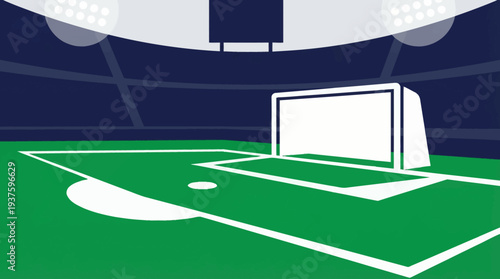 Baseball Field with Home Plate and Scoreboard Illustration.