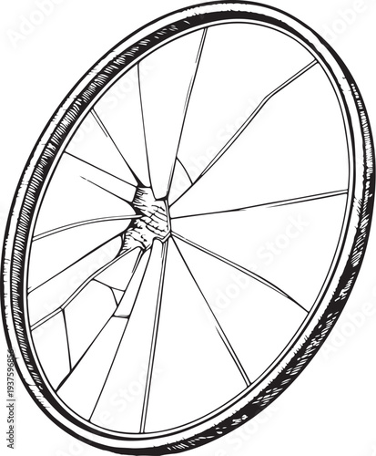 Broken Mirror Hand-drawn Sketch Drawing Vector Illustration, Line Linear Symbol Black and White Engraving, Isolated