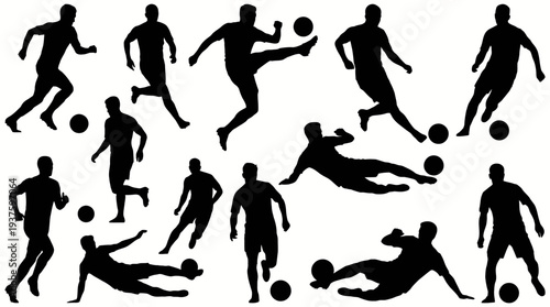Collection of soccer players in various dynamic poses.