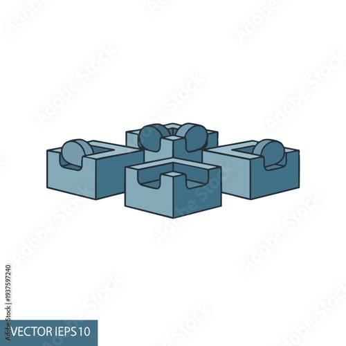 Modern Abstract Geometric Puzzle with Interlocking Blocks for Creative Design