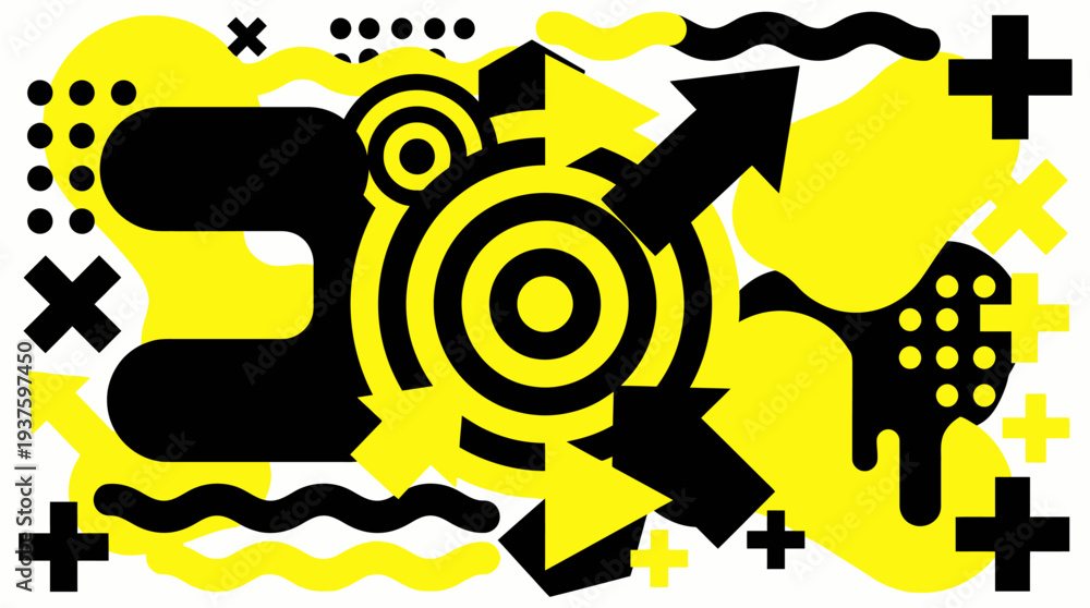 Obraz premium Abstract black and yellow graphic design elements.