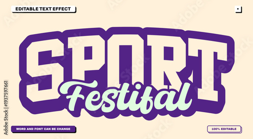 Sport Festival Editable Text Effect - Athletic Varsity Apparel T-shirt Typography
