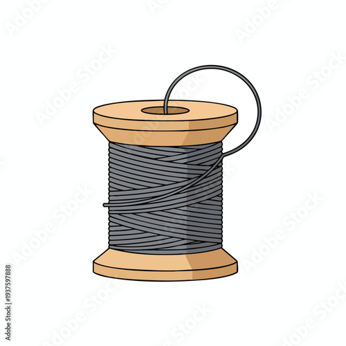 Vintage Spool of Black Thread for Sewing and Craft Projects