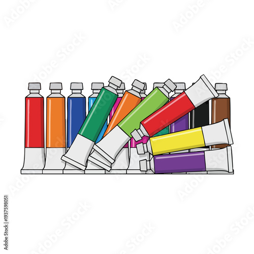 Colorful Art Paint Tubes Collection for Creativity and Design